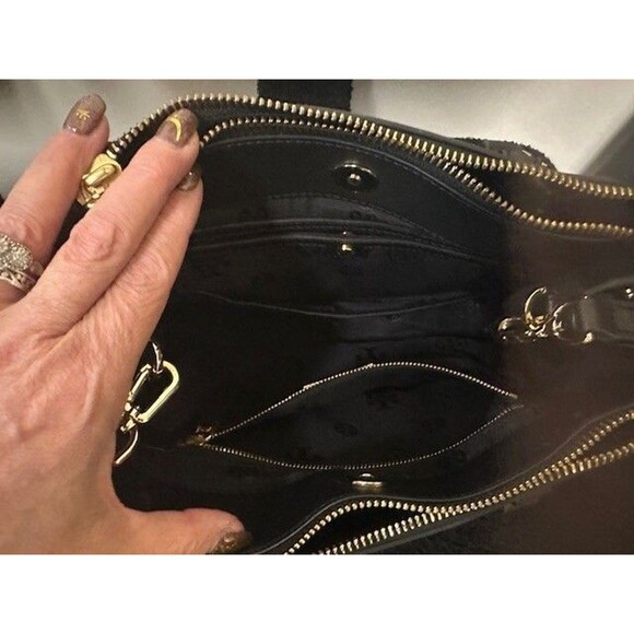 Tory Burch Tote Black Leather Robinson Micro Double-Zip Cross Body + Dust Bag - Picture 9 of 14